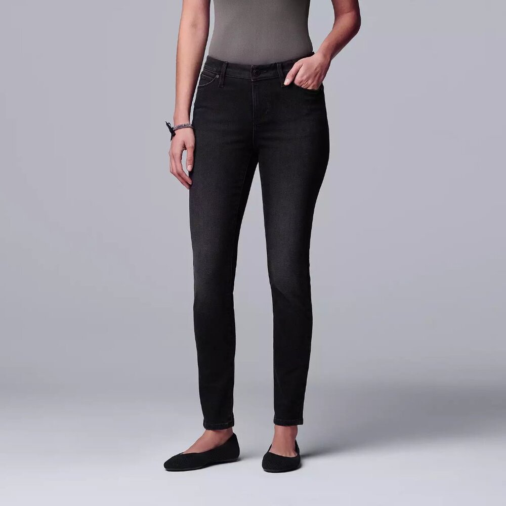 Women's Simply Vera Vera Wang Black Denim Petite Skinny Jeans